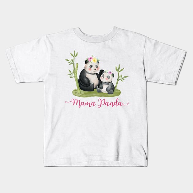 Mama Panda, Panda Lover Kids T-Shirt by Salasala